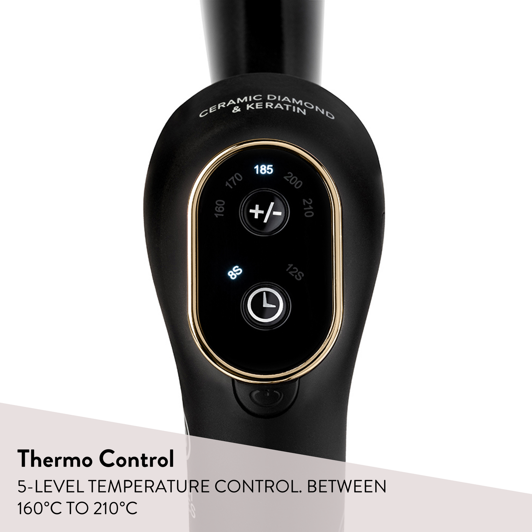 Bellissima Glam Waves Hair Wand has a thermo control with 5 temperature settings