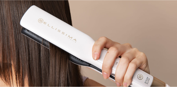Bellissima Steam Elixir Hair Straightener in use