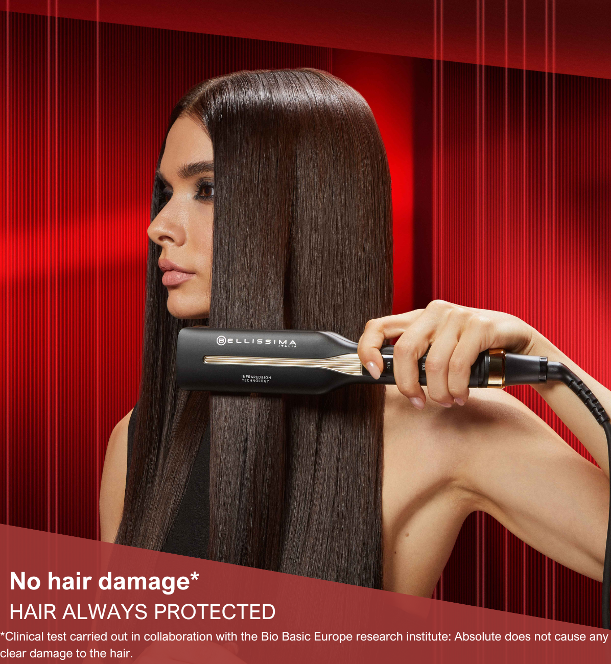 Model using the Bellissima Absolute Hair Straightener