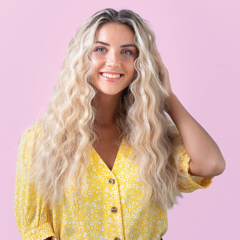 Woman with loose beach wavy hair