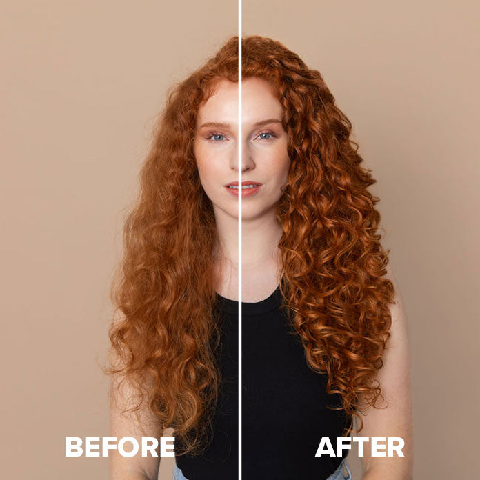 Before and after model using the Bellissima Diffon Ceramic Hair Diffuser