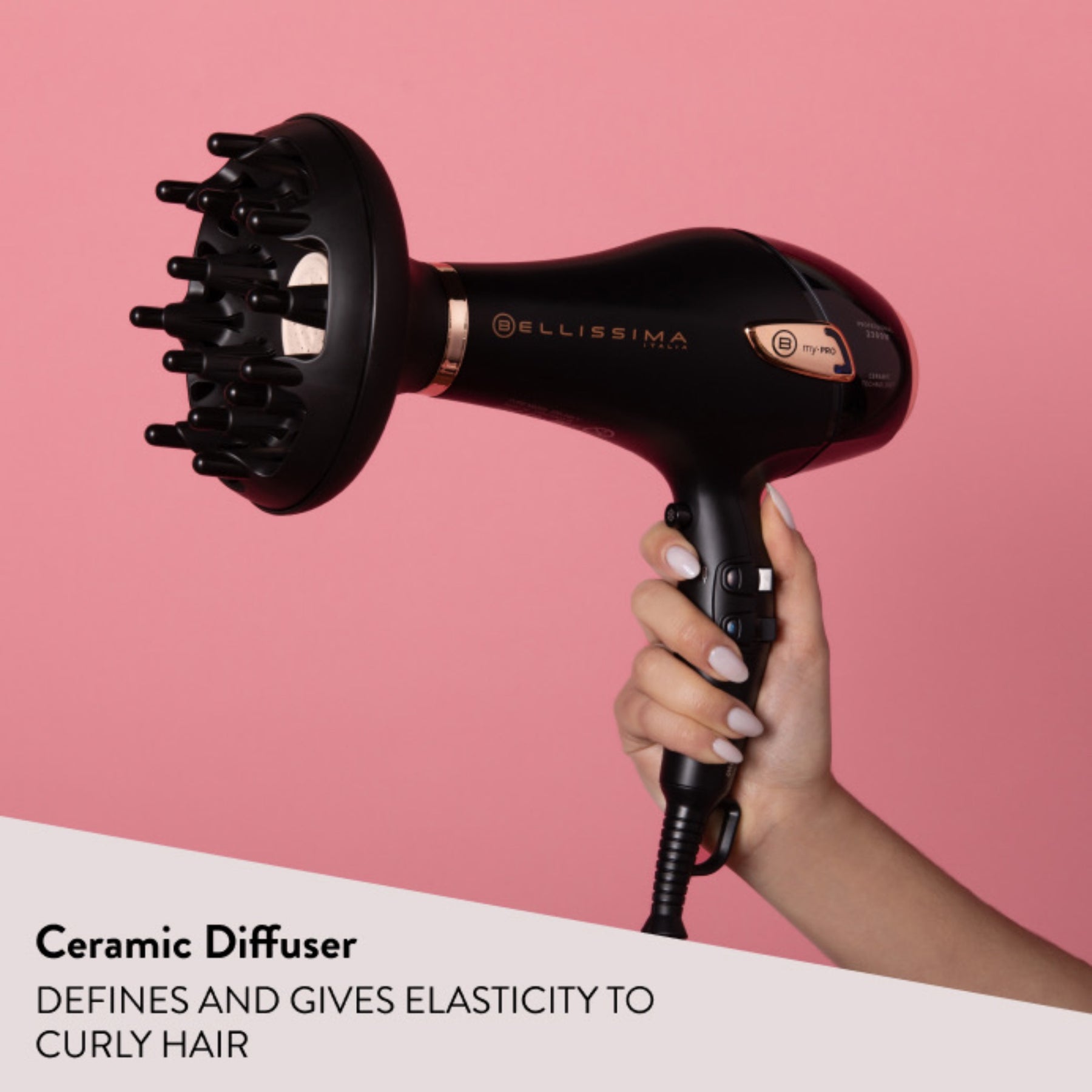 Bellissima Ceramic Hair Dryer with Ceramic Diffuser attachment