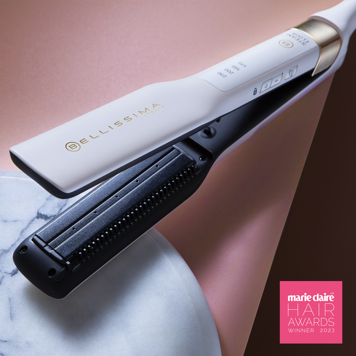 Bellissima Steam Elixir Straighteners with Marie Claire Award Winners badge